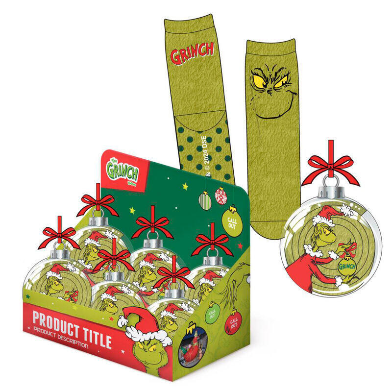 Pack De 12 Unidades - Bola Navidad Calcetines Antideslizantes Grinch
