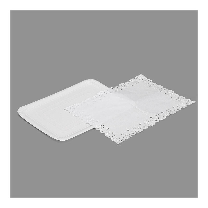 Pack De 12 Unidades - Bolsa Con 1 Bandeja Rectangular Con Blonda 25x34cm