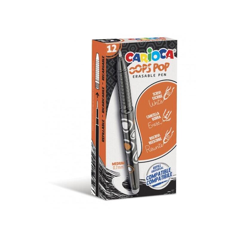 Pack De 12 Unidades Carioca Oops Boligrafos Borrables - Termo Sensible - Empuñadura Texturizada - Punta De Ø 0.7mm -