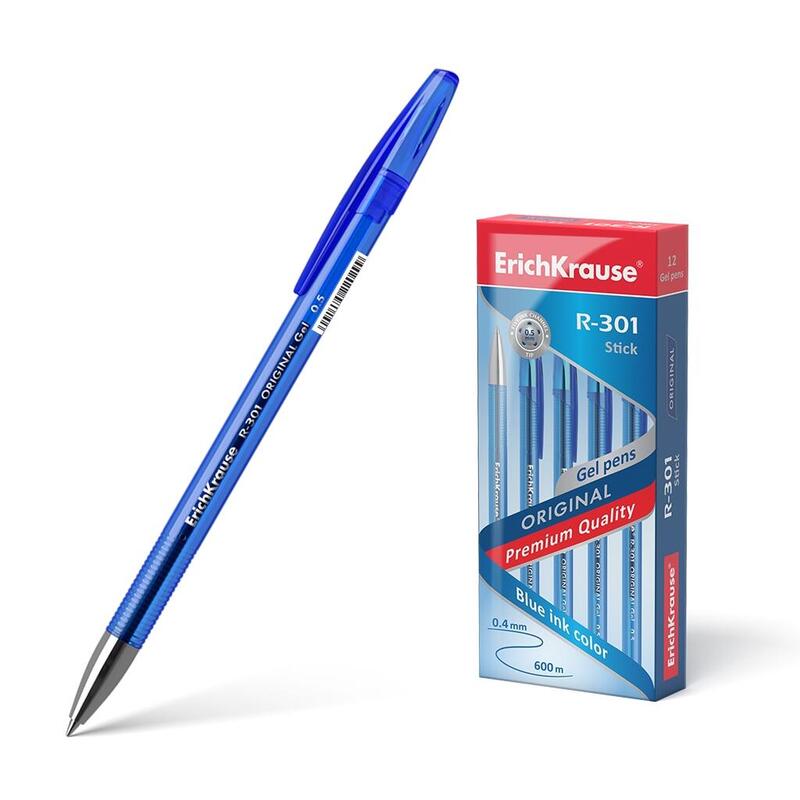 Pack De 12 Unidades Erichkrause Boligrafo De Gel R-301 Original Gel 0.5 - Cuerpo Translucido En Colores Saturados - Punta De 0.5mm - Tinta De Gel De Secado Rapido - Color Azul