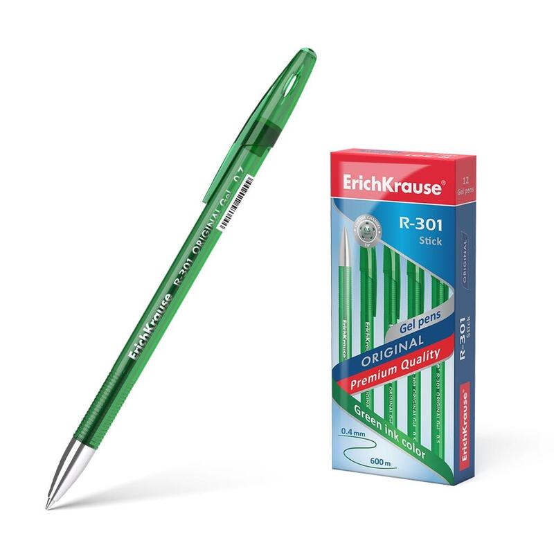 Pack De 12 Unidades Erichkrause Boligrafo De Gel R-301 Original Gel 05 - Cuerpo Translucido En Colores Saturados - Punta De 05mm - Tinta De Gel De Secado Rapido - Color Verde