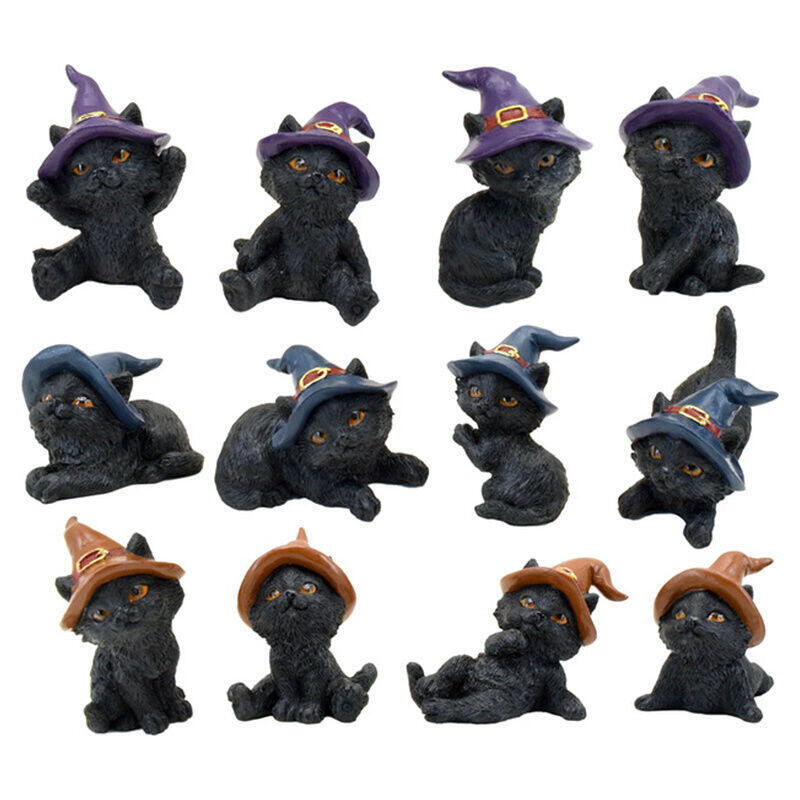 Pack De 12 Unidades - Figura Gato Negro Bruja Surtido