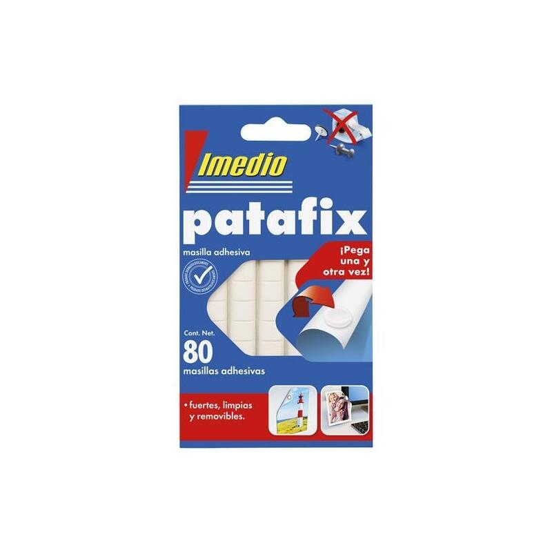 Pack De 12 Unidades Imedio Masilla De Fijación Patafix Adhesivo Blanco Removible 80 Pastillas