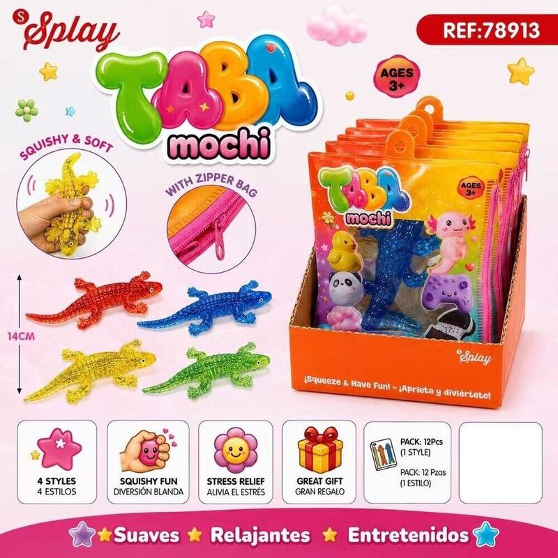Pack De 12 Unidades - Juguete Antiestres Taba Mochi Lagartija 14cm Surtido