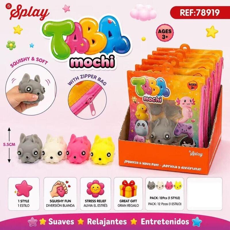 Pack De 12 Unidades - Juguete Antiestres Taba Mochi Perro 5.5cm Surtido