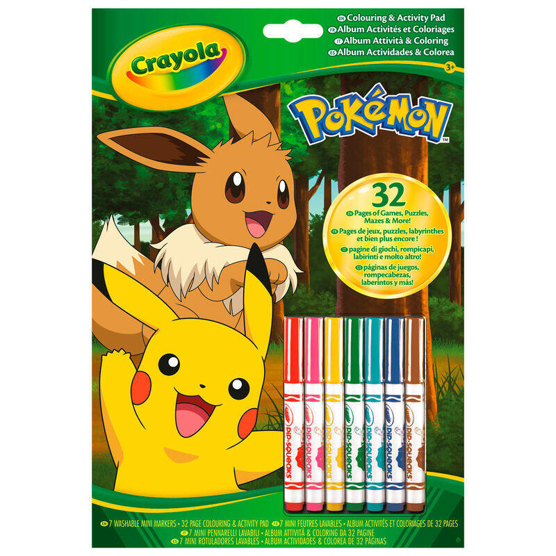 Pack De 12 Unidades - Libro Actividades + 7 Rotuladores Pokemon Crayola