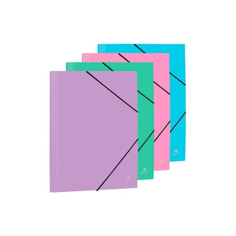 Pack De 12 Unidades Mariola Carpeta Con Gomas Y Solapas Folio Polipropileno 450 Micras C/Surtidos Pastel