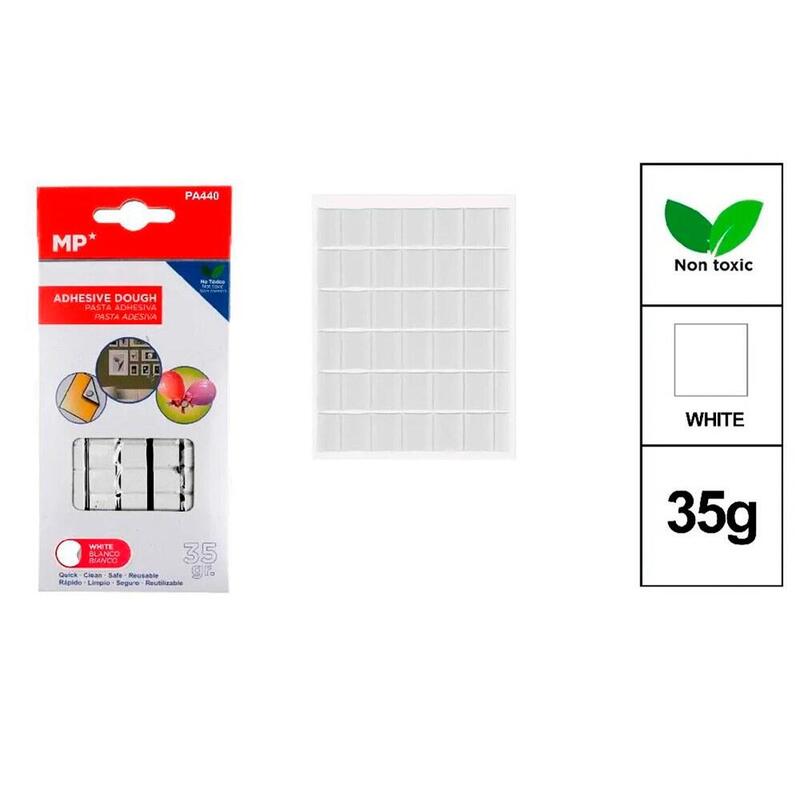 Pack De 12 Unidades - Masilla Adhesiva Blanca Reutilizable 35 G, Blister