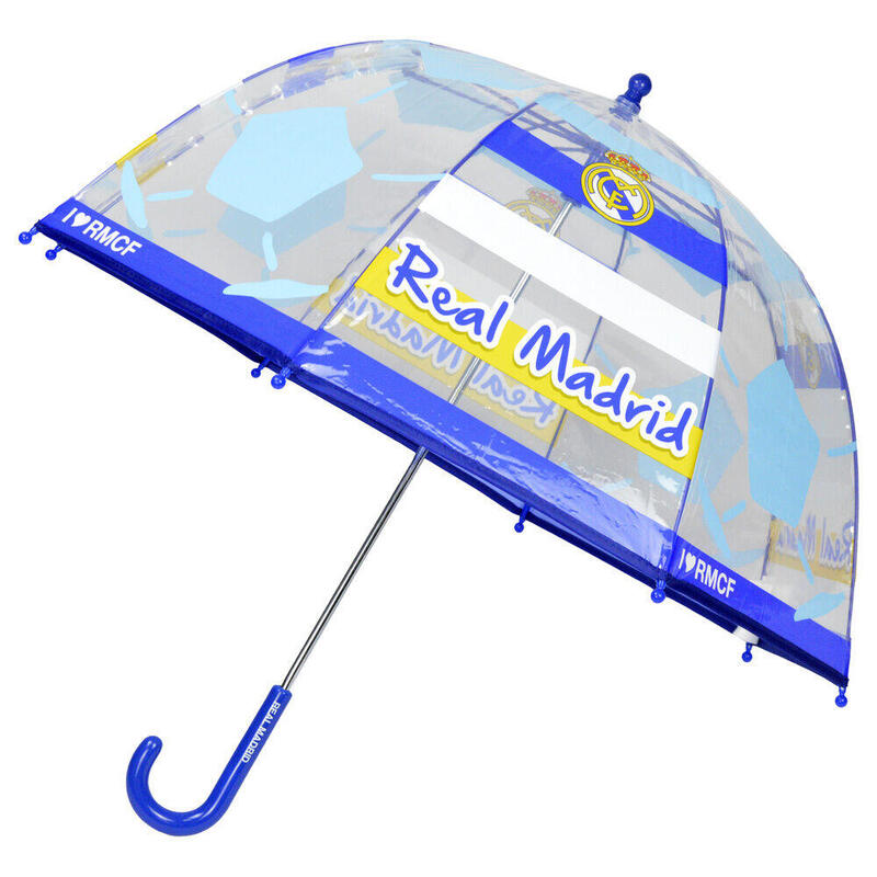 Pack De 12 Unidades - Paraguas Manual Burbuja Transparente Real Madrid 48cm