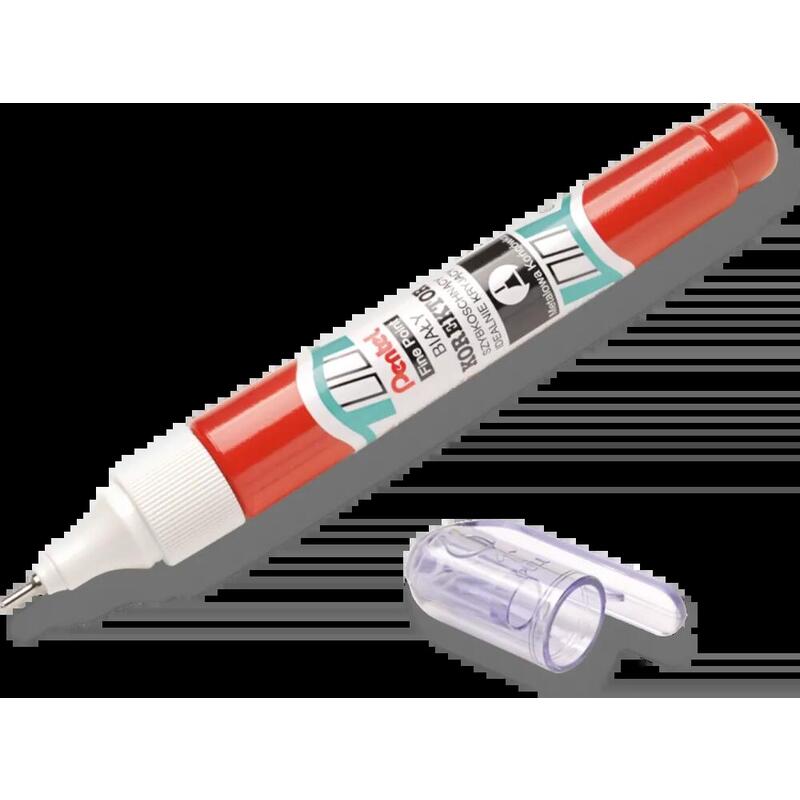 Pack De 12 Unidades Pentel Boligrafo Corrector 7ml - Secado Rapido - Punta De Valvula Metalica - Cuerpo Color Rojo