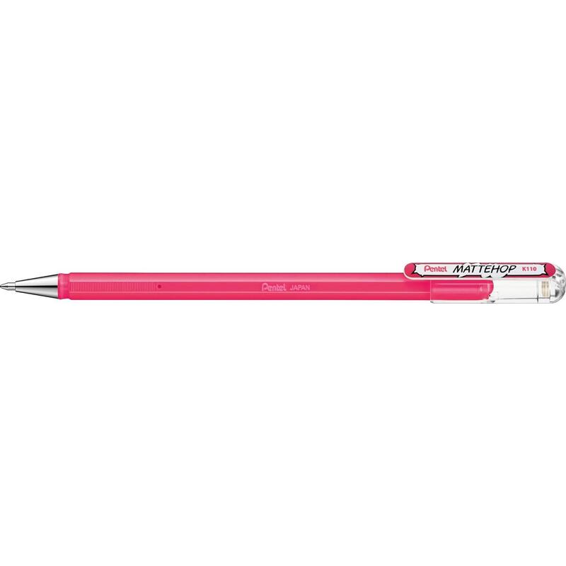 Pack De 12 Unidades Pentel Mattehop Boligrafo De Bola - Punta 1mm - Trazo 0.5mm - Tinta De Gel Opaca - Fabricado Con