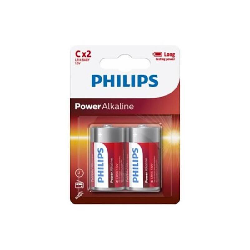 Pack De 12 Unidades Philips Power Alkaline Pila C Lr14 Blister*2