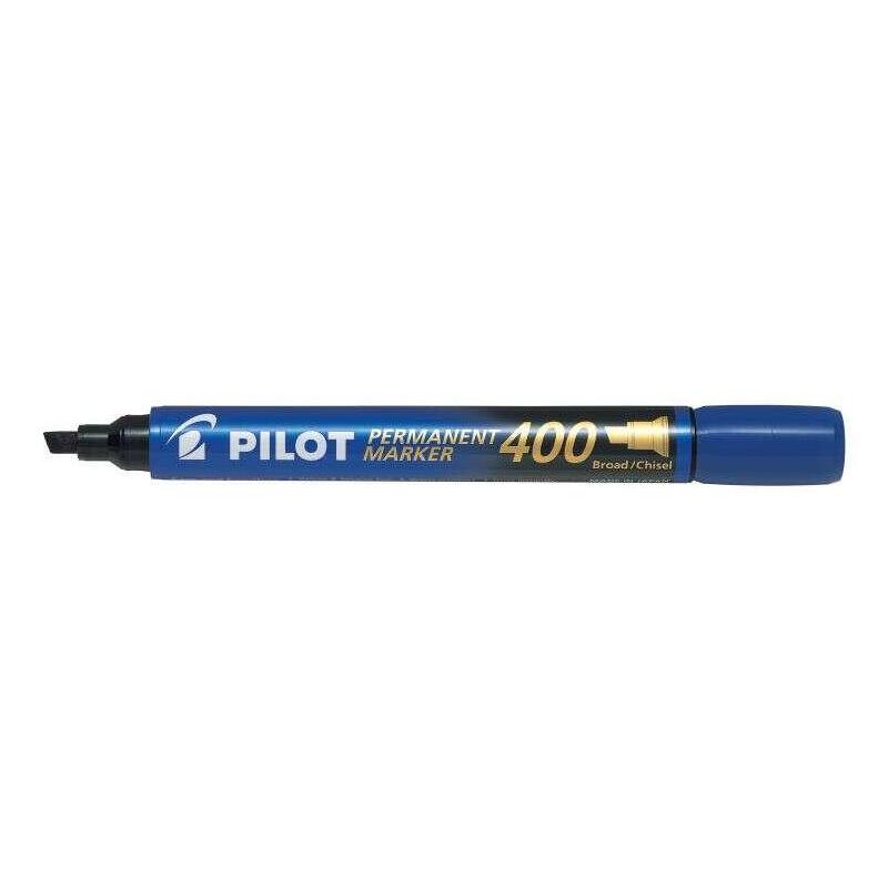 Pack De 12 Unidades Pilot Rotulador Permanente 400 - Punta Biselada 4,5mm - Trazo 4mm - Azul
