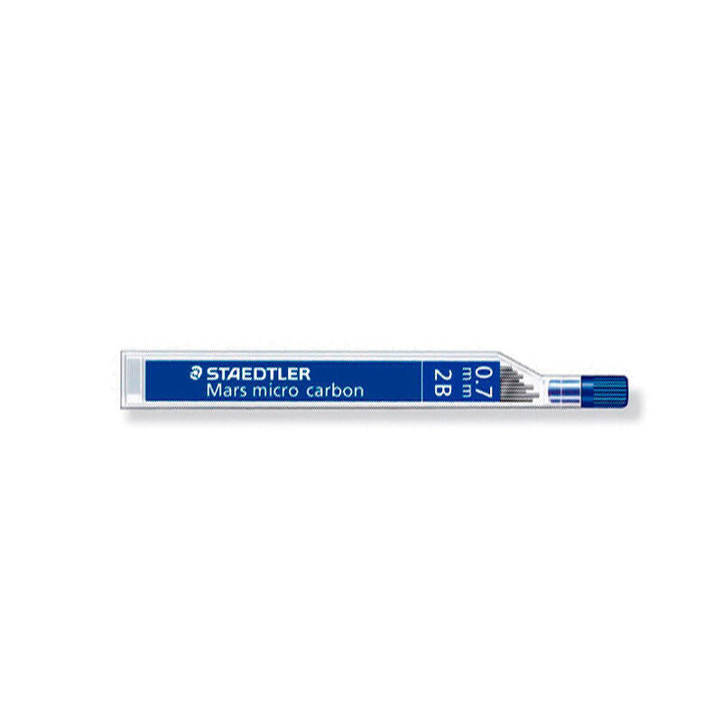 Pack De 12 Unidades Staedtler Mars Micro Carbon 250 Minas De Grafito - Dureza 2b - Trazo 0.7mm - Tubo De 12 Minas - Alta Resistencia
