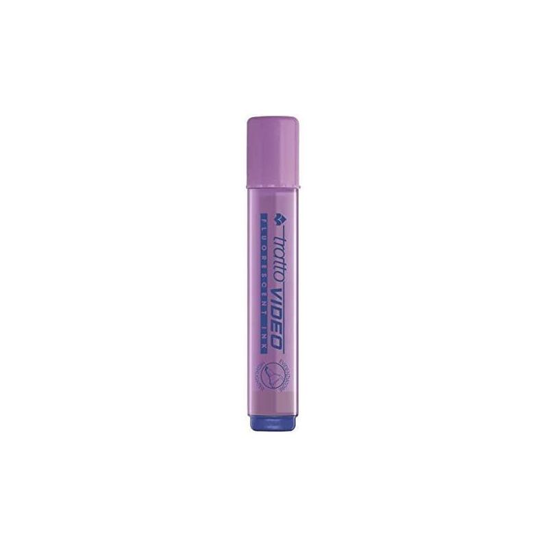 Pack De 12 Unidades Tratto Video Marcador Fluorescente - Punta Biselada - Tinta Base De Agua - Secado Rapido - Color Lila Fluorescente