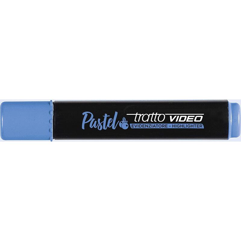 Pack De 12 Unidades Tratto Video Pastel Marcador Fluorescente - Punta Biselada - Tinta Al Agua - Secado Rapido - Color Azul Arandano