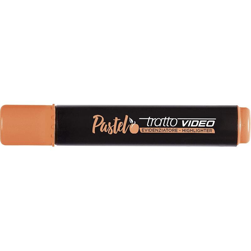 Pack De 12 Unidades Tratto Video Pastel Marcador Fluorescente - Punta Biselada - Tinta Al Agua - Secado Rapido - Color Naranja Albaricoque
