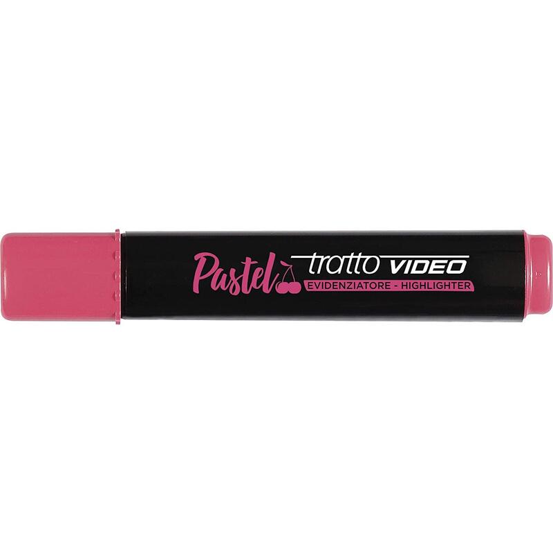 Pack De 12 Unidades Tratto Video Pastel Marcador Fluorescente - Punta Biselada - Tinta Al Agua - Secado Rapido - Color Rojo Cereza