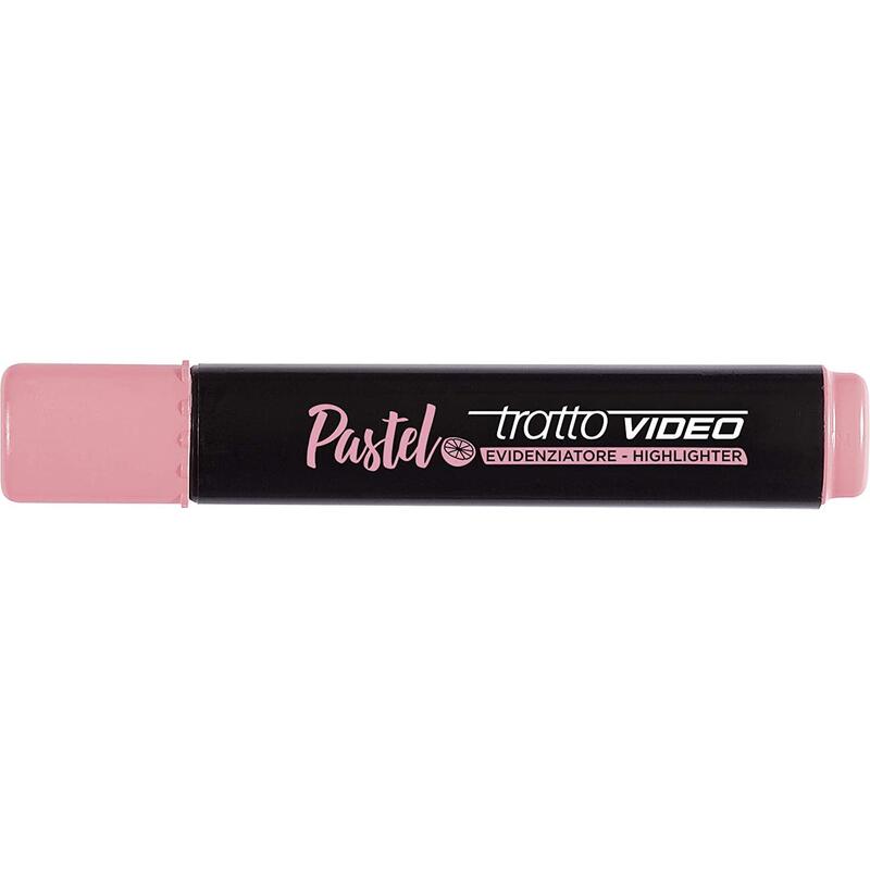 Pack De 12 Unidades Tratto Video Pastel Marcador Fluorescente - Punta Biselada - Tinta Al Agua - Secado Rapido - Color Rosa Pomelo