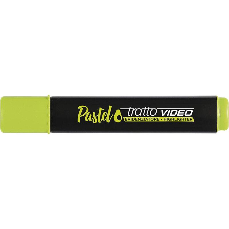 Pack De 12 Unidades Tratto Video Pastel Marcador Fluorescente - Punta Biselada - Tinta Al Agua - Secado Rapido - Color Verde Aguacate