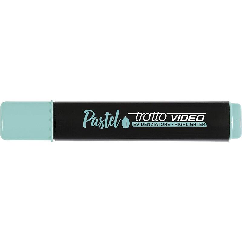 Pack De 12 Unidades Tratto Video Pastel Marcador Fluorescente - Punta Biselada - Tinta Al Agua - Secado Rapido - Color Verde Menta