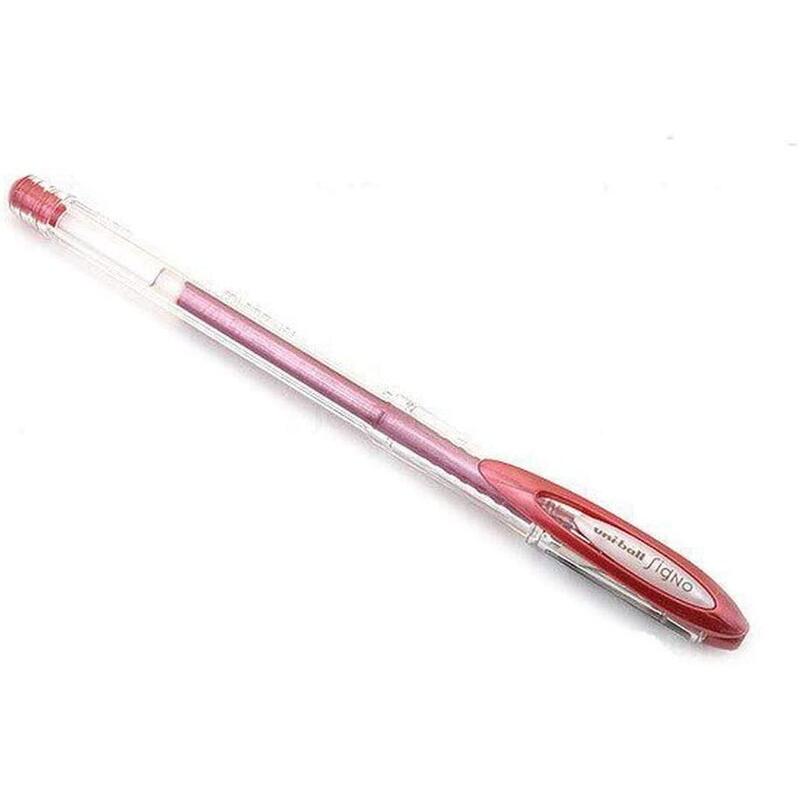 Pack De 12 Unidades Uni-Ball Signo Noble Metal Boligrafo De Gel - Punta De Acero Inoxidable 0.8 Mm. - Trazo 0.50 Mm. Aprox. - Tinta Gel - Color Rojo Metalizado - Caja De 12 Ud