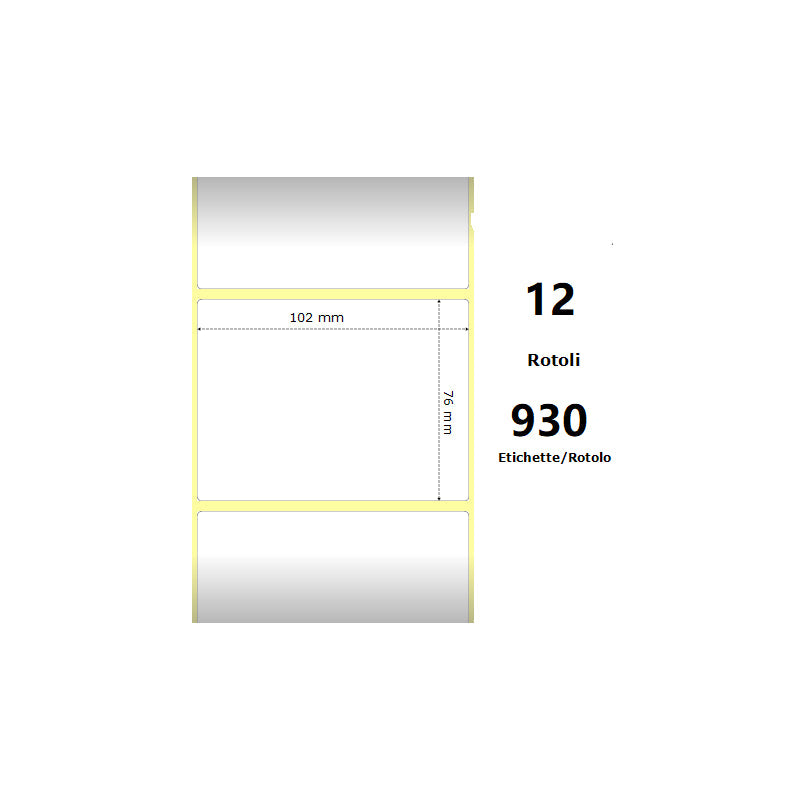 Pack De 12 Unidades White 102x76mm, 930 Et/Rotolo Z-2000d 4x3x1 Core, 12 Rolls