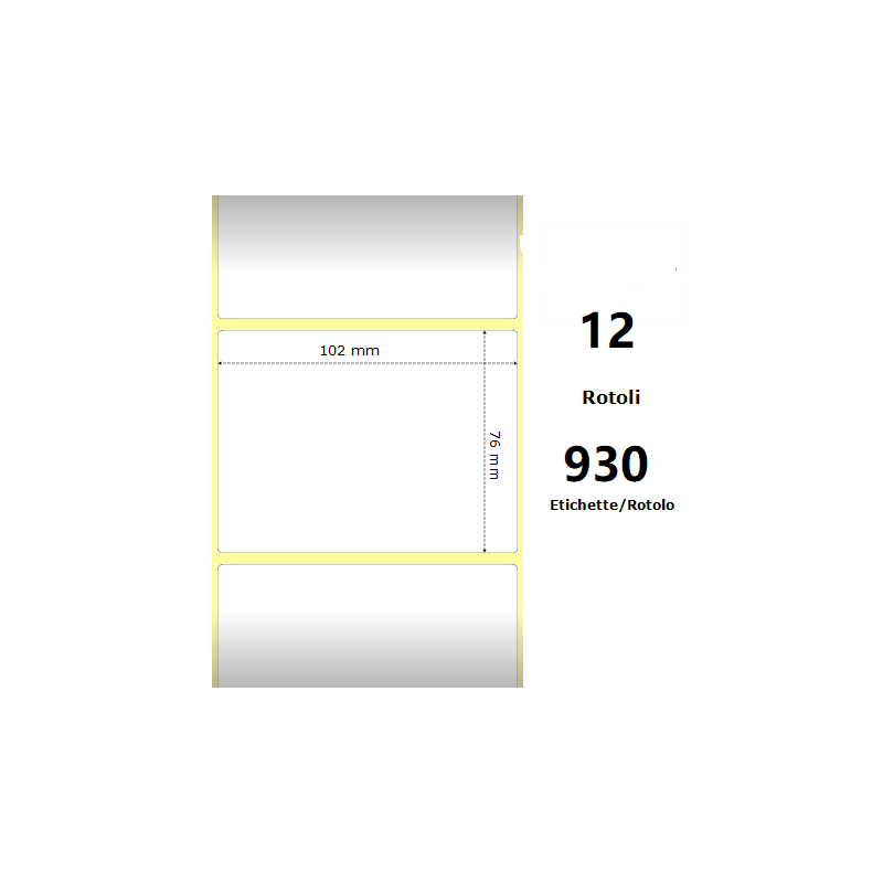 Pack De 12 Unidades White 102x76mm 930 Et/Rotolo Z-2000d 4x3x1 Core Circonferenza 111mm Ze800264-305