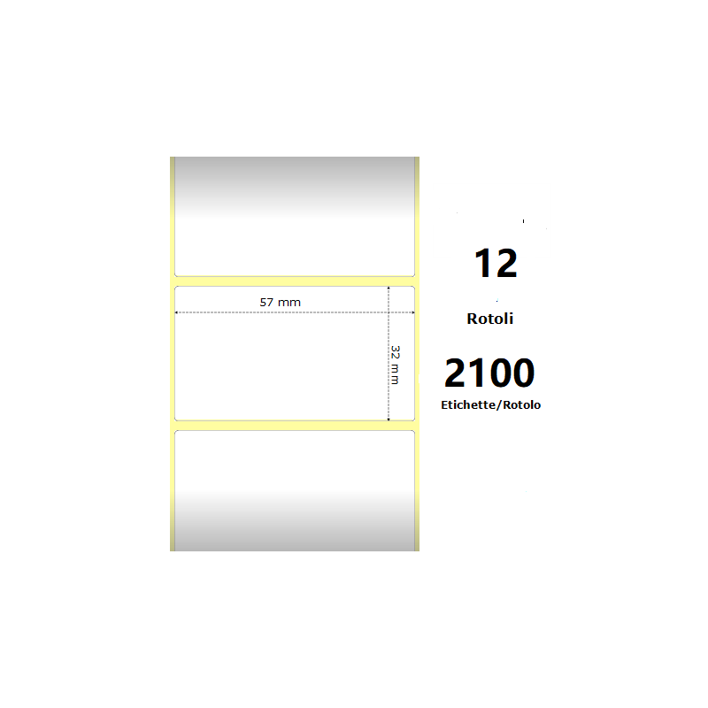 Pack De 12 Unidades White 57x32mm 2100et/Rotolo Z-2000d 2.2x1.3x1core Circonferenza 109mm Ze800262-125