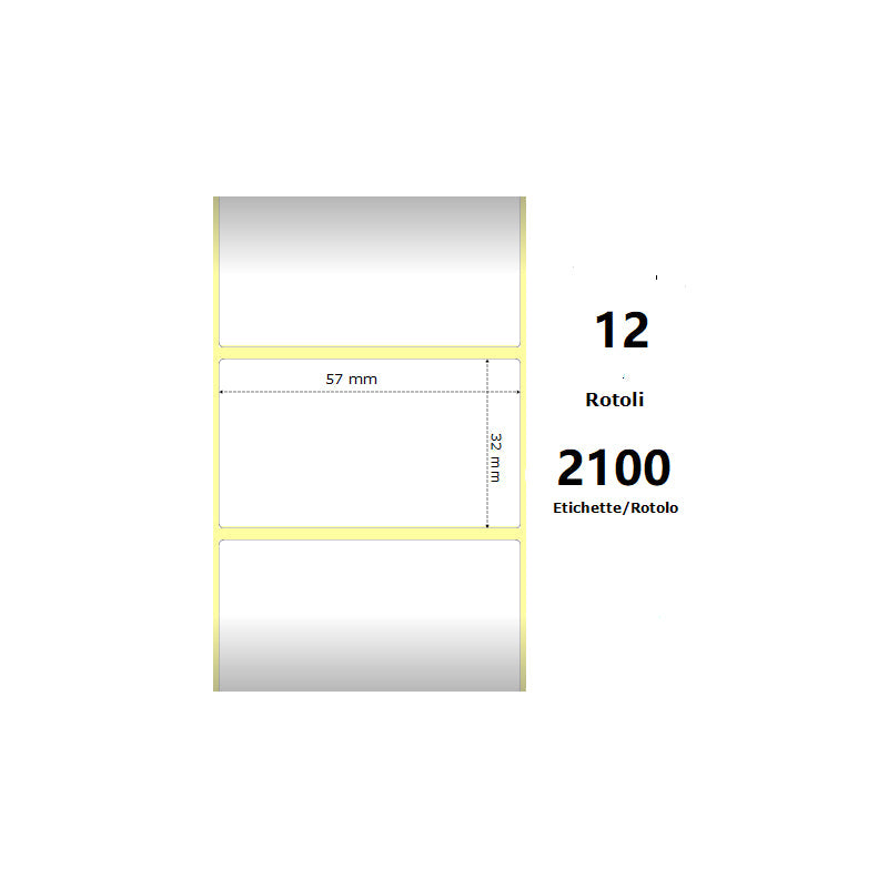 Pack De 12 Unidades White 57x32mm 2100et/Rotolo Z-2000d 2.2x1.3x1core 12 Rolls