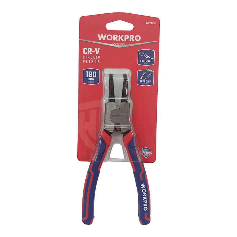 Pack De 2 Unidades - Alicate Curvado Arandelas Retencion Exterior 180mm Workpro