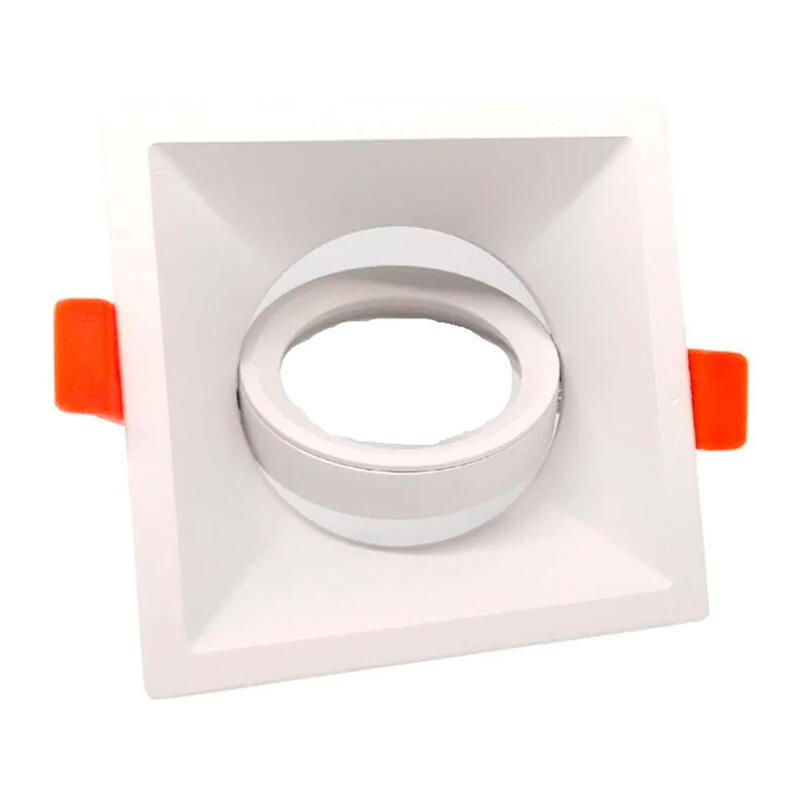 Pack De 2 Unidades - Aro Halógeno Basculante De Empotrar, Profundo, Cuadrado, Blanco, 90 X 90 X 42 Mm