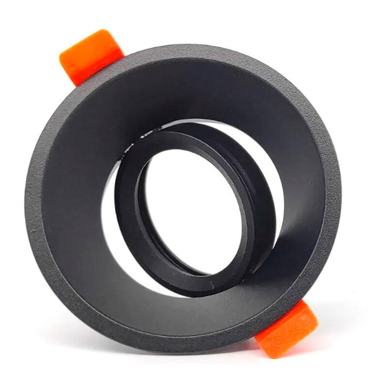 Pack De 2 Unidades - Aro Halógeno Basculante De Empotrar, Profundo, Redondo, Negro, Ø90 X 42 Mm