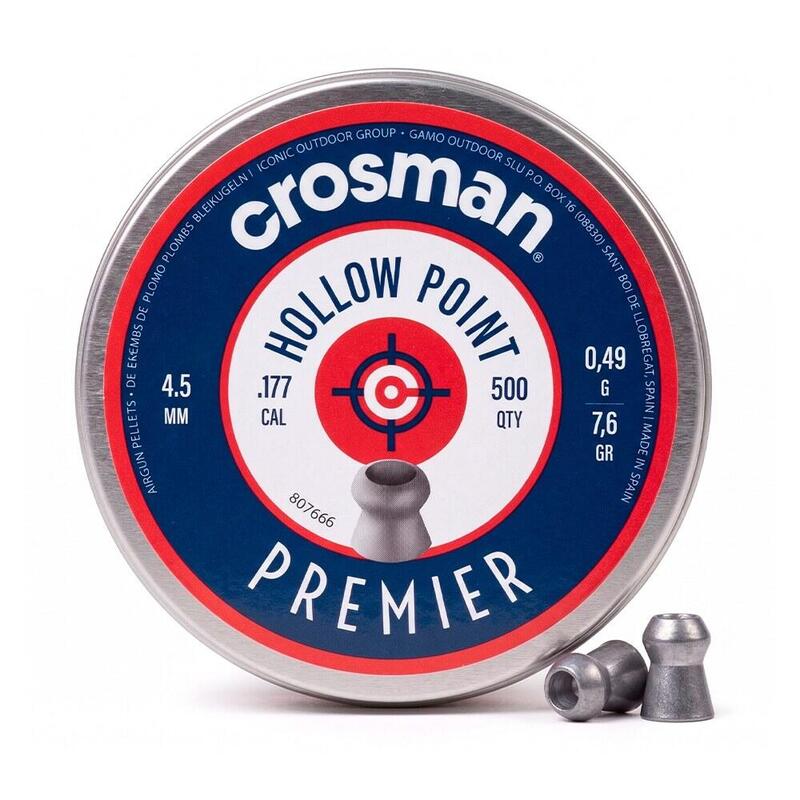 Pack De 2 Unidades - Balines Hollow Point Calibre 4,5 Mm (.177), 0,49 G (7,6 Gr), 500 Uds