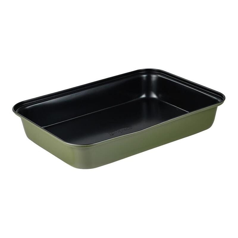Pack De 2 Unidades - Bandeja Rectangular De Acero Al Carbono, Para Horno, Experto, Verde Oliva, 34 X 23,7 X 6 Cm