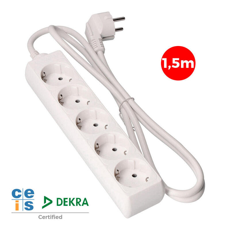 Pack De 2 Unidades - Base Multiple 5 Tomas Schuko 1,5m. 3x1,5mm Edm