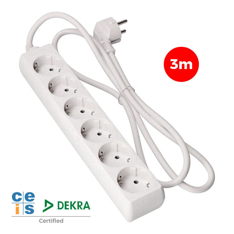 Pack De 2 Unidades - Base Multiple 6 Tomas Schuko 3m. 3x1,5mm Edm