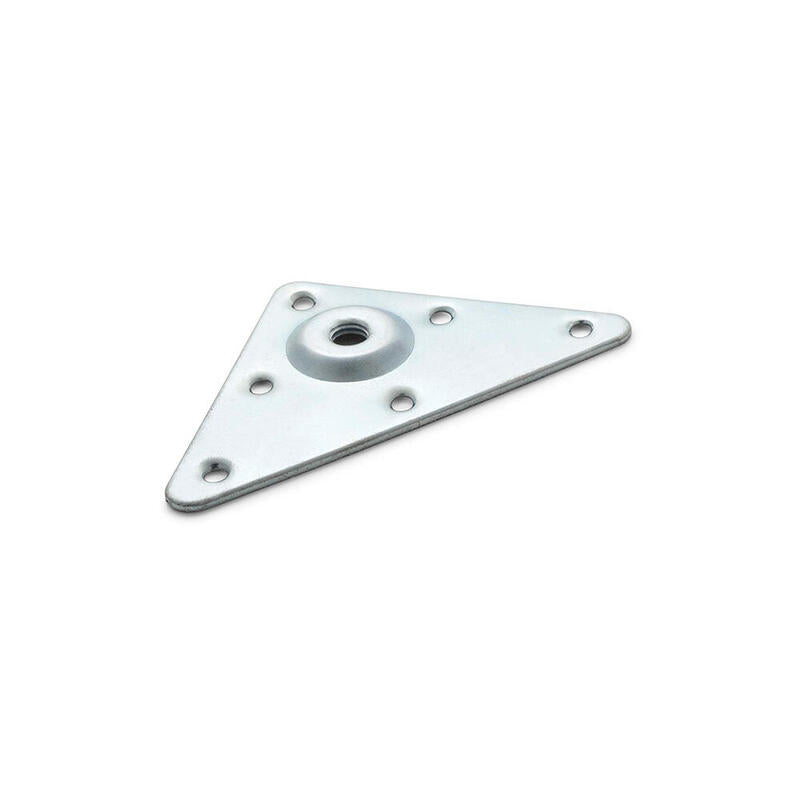 Pack De 2 Unidades - Blister Con 4 Pletinas De Fijación Fabricadas Acero Para Patas De Métrica M8 Color Niquelado Zincado Mod. 484. Altura 7mm Rei