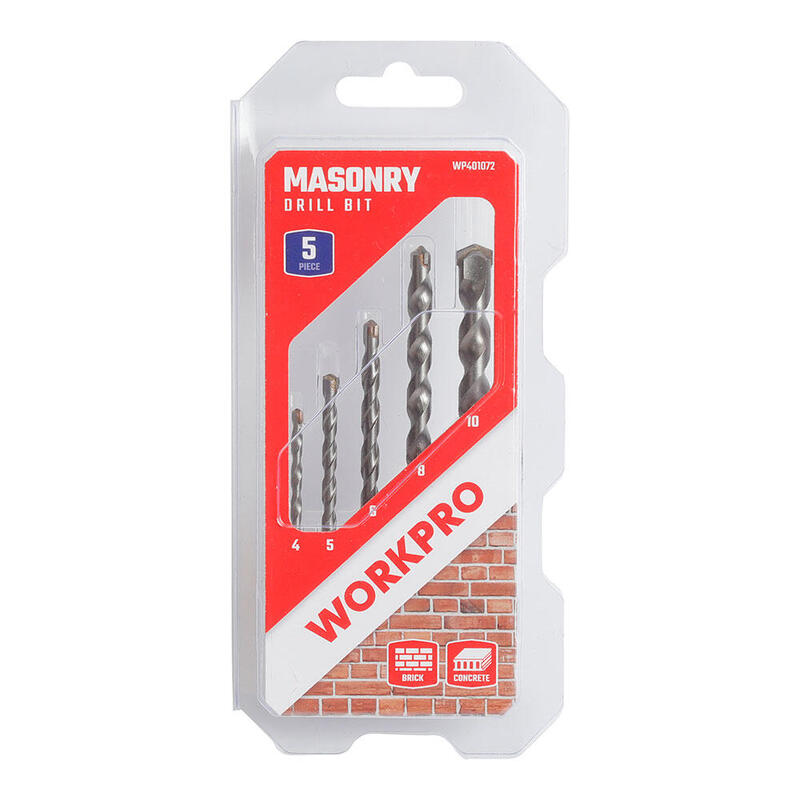 Pack De 2 Unidades - Brocas Para Mampostería, Ø4,00 - Ø10,00 Mm, Juego 5 Piezas