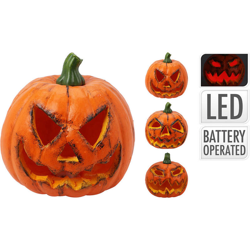 Pack De 2 Unidades - Calabaza Halloween Con Led, Eps, A Pilas, 3 Modelos, 14 X 14 X 16 Cm