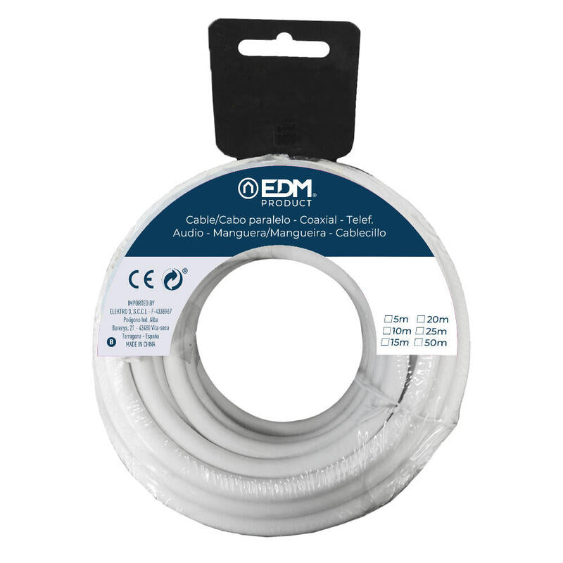 Pack De 2 Unidades - Carrete Cable Paralelo 2x0,75mm Blanco 10m (Audio)