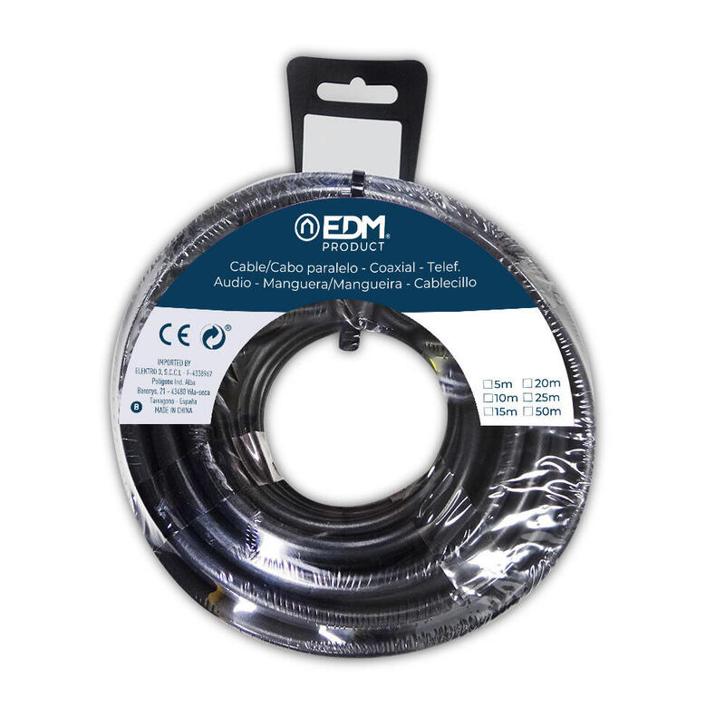 Pack De 2 Unidades - Carrete Manguera Tubular H05vv-F 2 X 1,00 Mm² Negra, 5 M