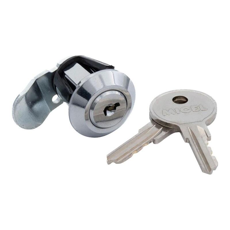 Pack De 2 Unidades - Cerradura Buzón Curva Con Clip Cm22, De Zamak Con Acabado Cromo Brillo, 20 Mm, Con 2 Llaves, Blister