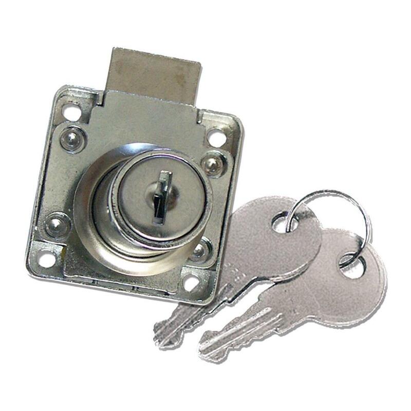 Pack De 2 Unidades - Cerradura Mueble, Modelo Cm01, De Zamak Con Acabado Cromo Brillo, 40 X 39 X 26 Mm, Blister