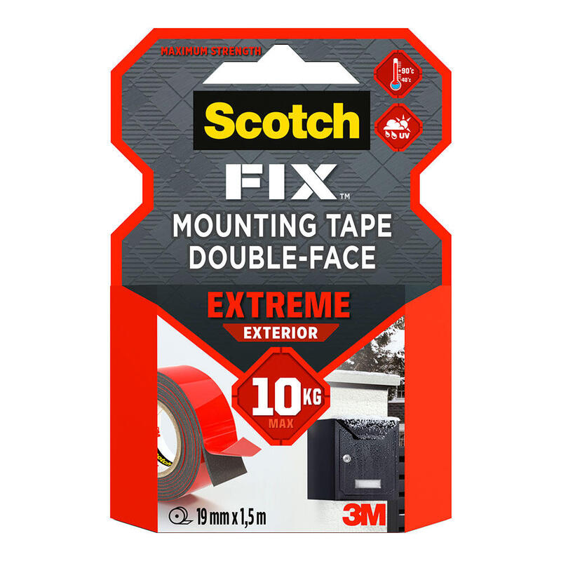 Pack De 2 Unidades - Cinta Doble Cara De Montaje Para Exteriores Extreme, 19mmx1,5m, Máx 10 Kg