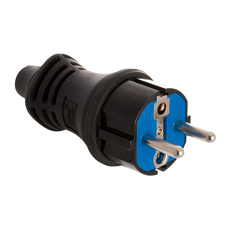 Pack De 2 Unidades - Clavija De Caucho 16a 250v T/Tl Ip44 4,8mm Negra. Solera 5706c.