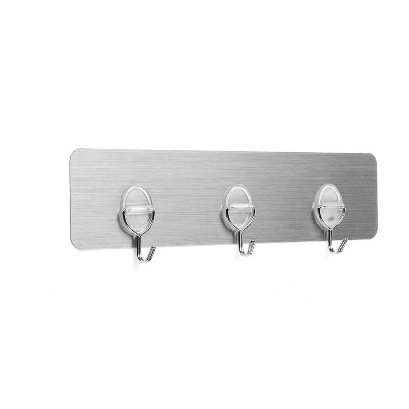 Pack De 2 Unidades - Colgador Adherente Reutilizable Con 3 Ganchos Móviles Acero Inoxidable Inofix