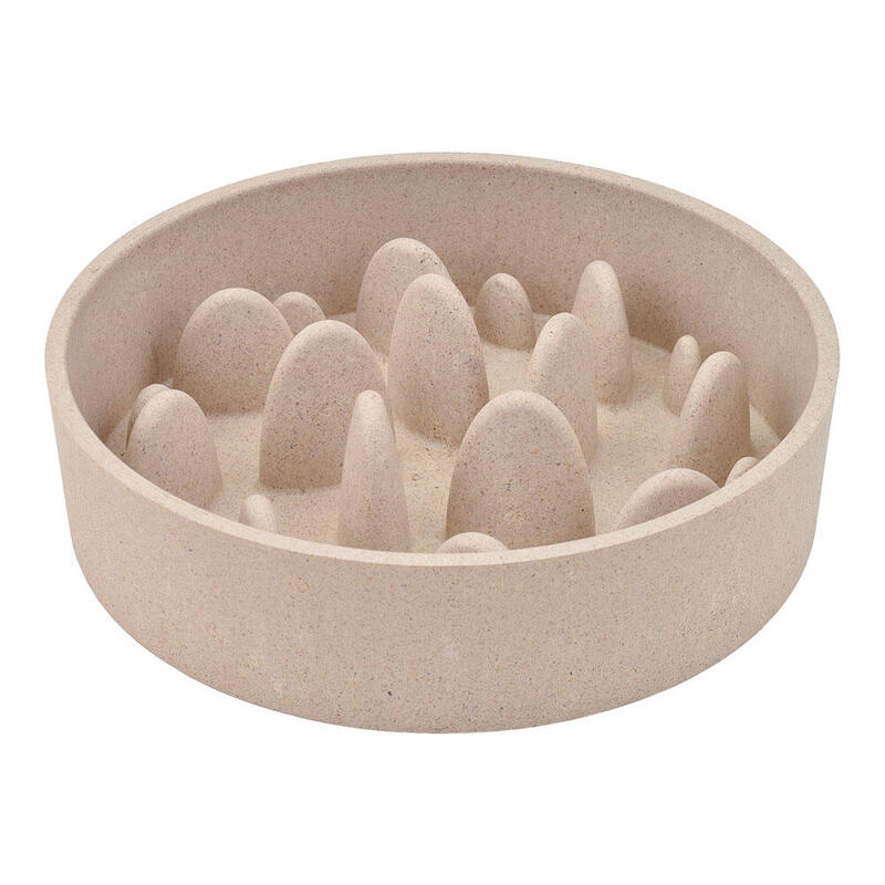 Pack De 2 Unidades - Comedero Bambú Slow Beige, 400 Ml, Ø14,5 X 14,5 X 4 Cm