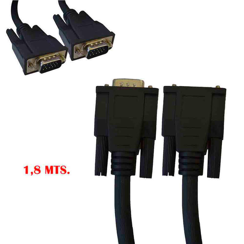 Pack De 2 Unidades - Conexion Super Vga Macho- Hembra 1,8m