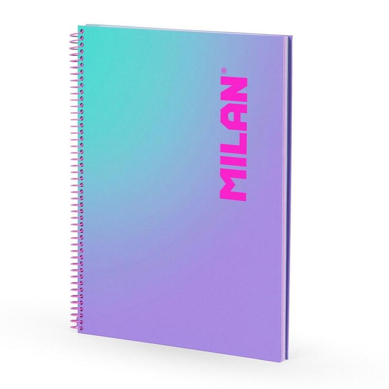 Pack De 2 Unidades - Cuaderno A4, Con Espiral, Tapa Dura, 90 Hojas Cuadriculadas, Banda Color, Lila